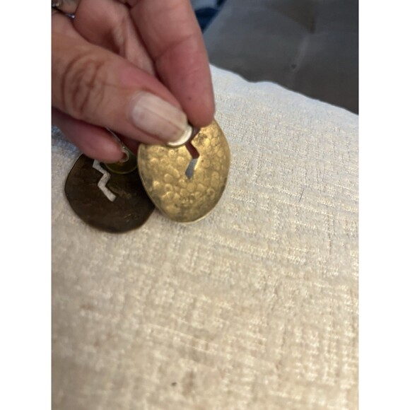 AH Anne Hellman Large Abstract Brass Artisan Brutalist Earrings Pierced Signed - Picture 6 of 11